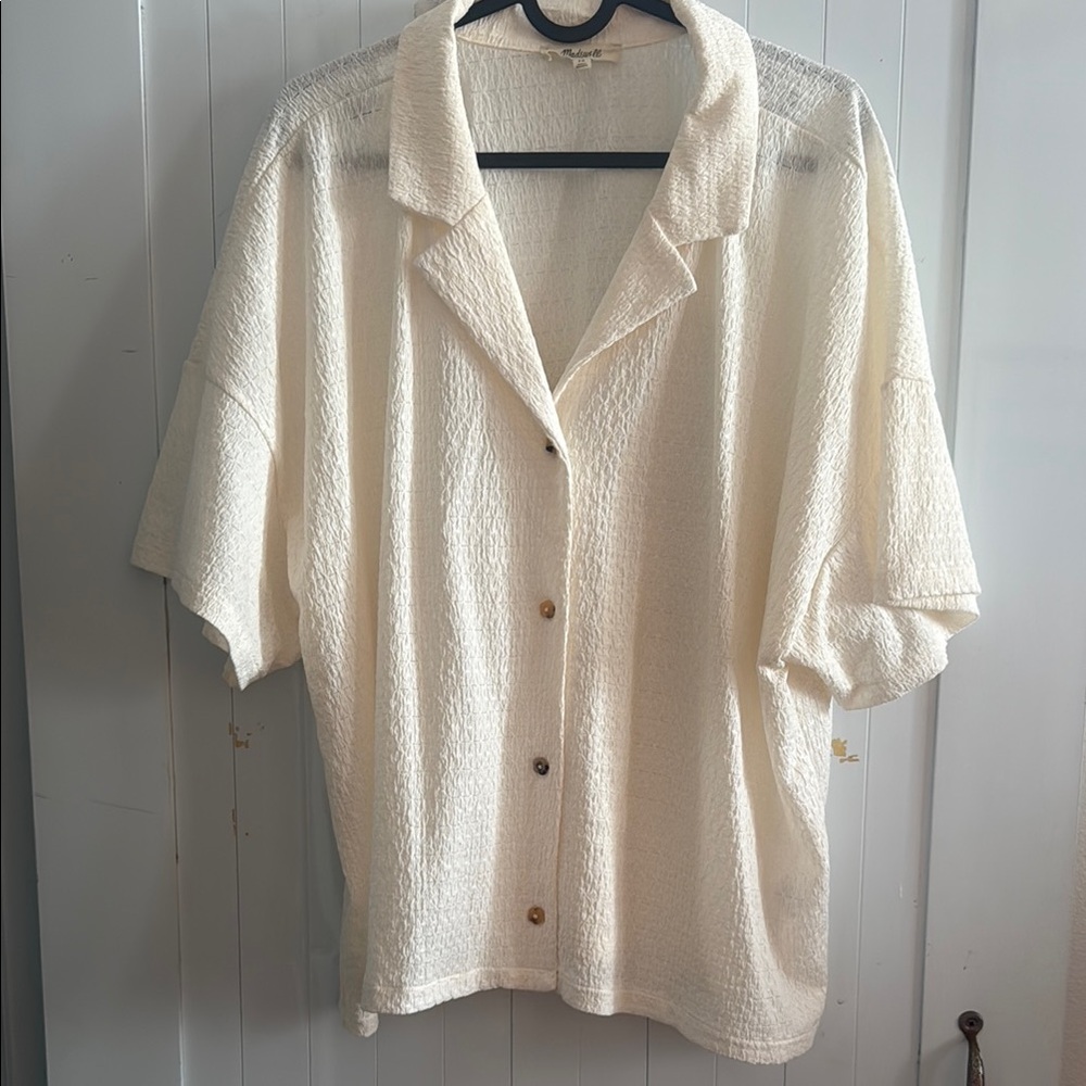 Madewell Women's Cream Textured Button Down Shirt